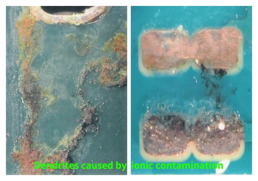 Дендрити, причинени от йонно замърсяване