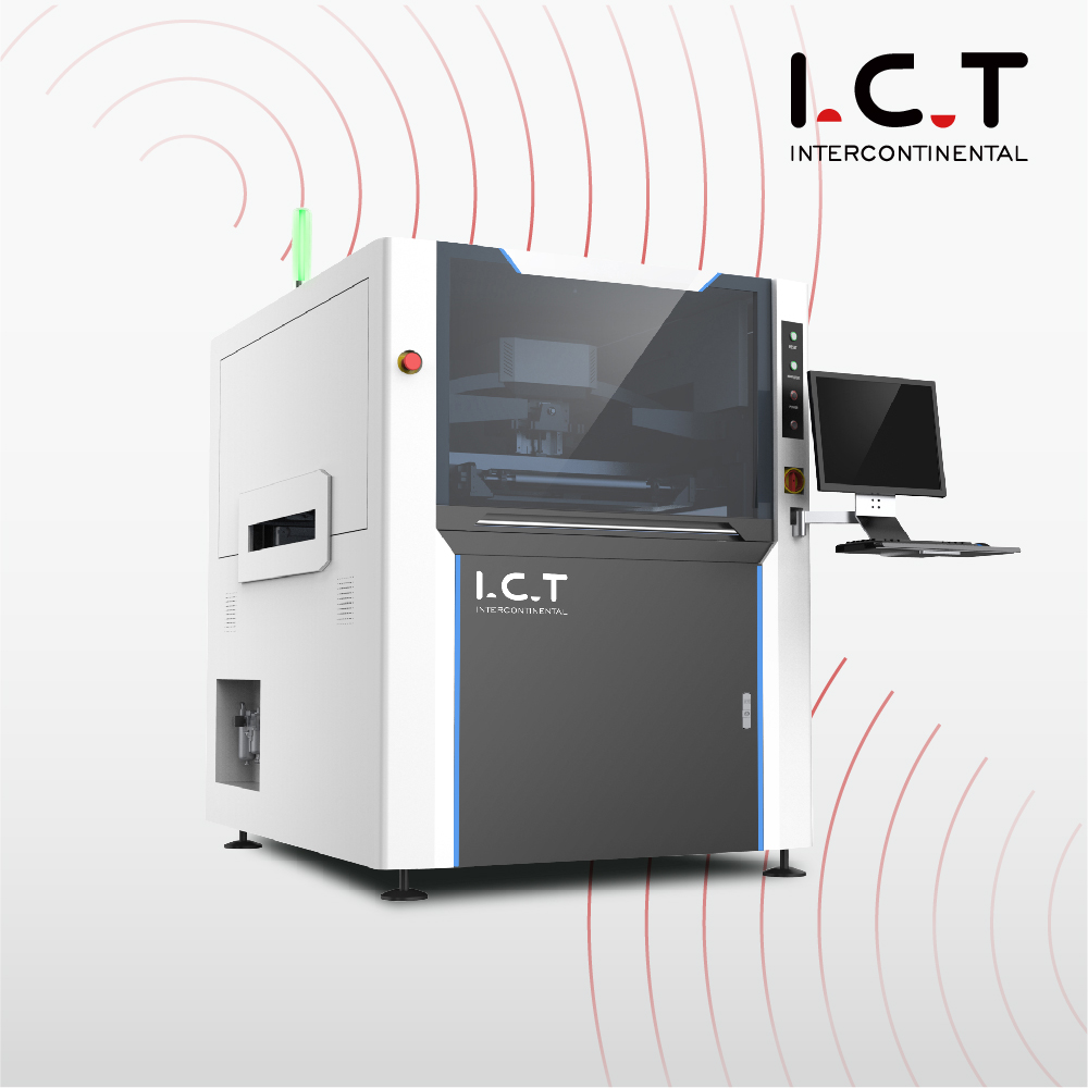 Паста за запояване SMT Stencil Printer SMD напълно автоматичен модел ICT-1200mm