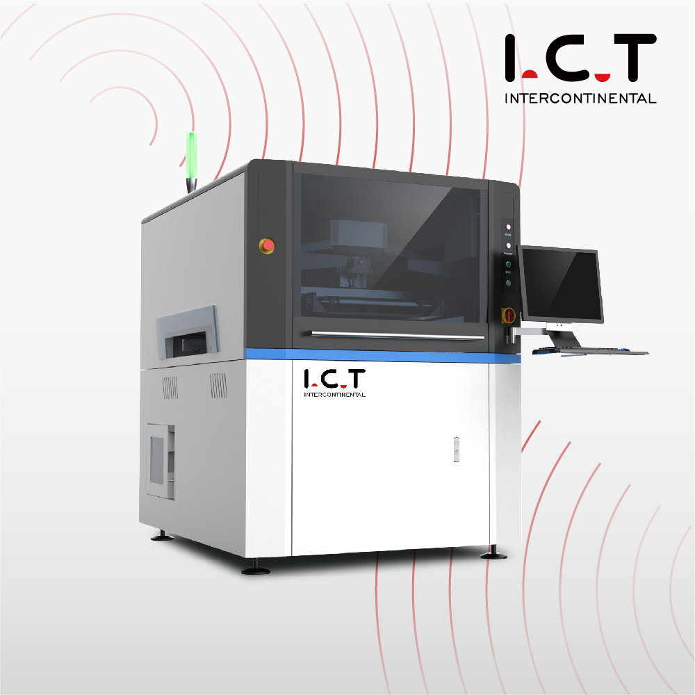 Паста за запояване SMT Stencil Printer SMD напълно автоматичен модел ICT-1200mm